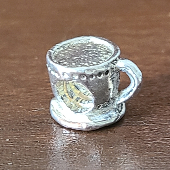 Tea Cup 295 Silver Charm Bead 925 - Picture 3 of 4